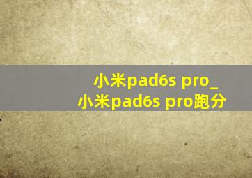 小米pad6s pro_小米pad6s pro跑分